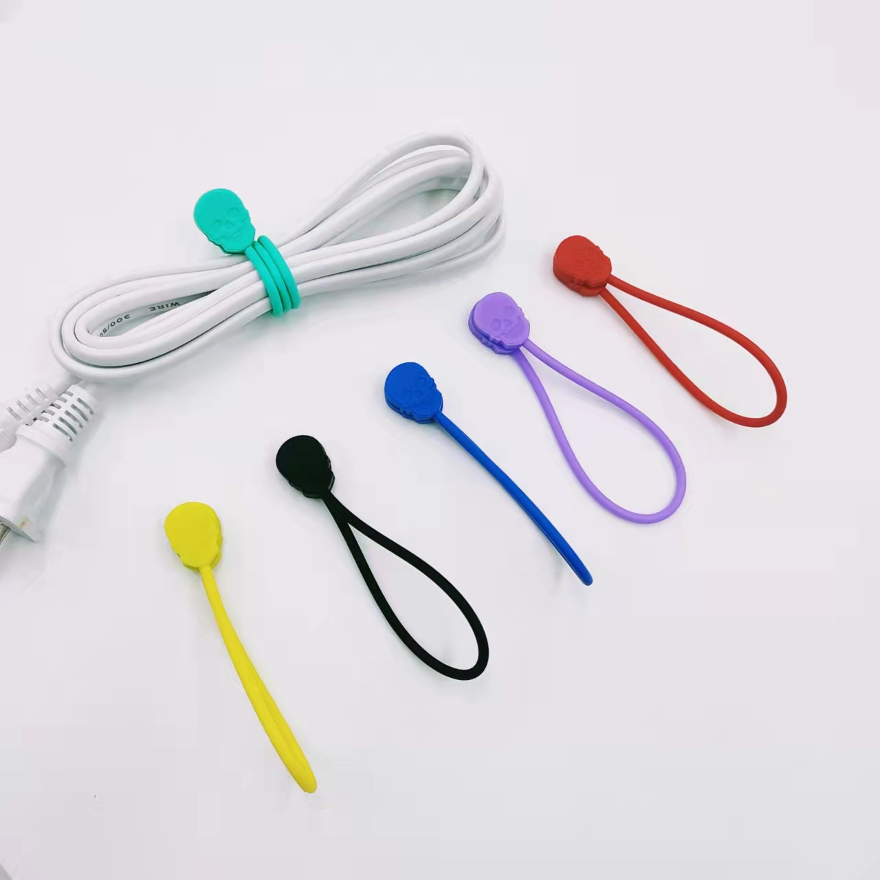 Personality skull design Earphone Data Line Management Cord Cable Winder USB Silicone Cable Organizer